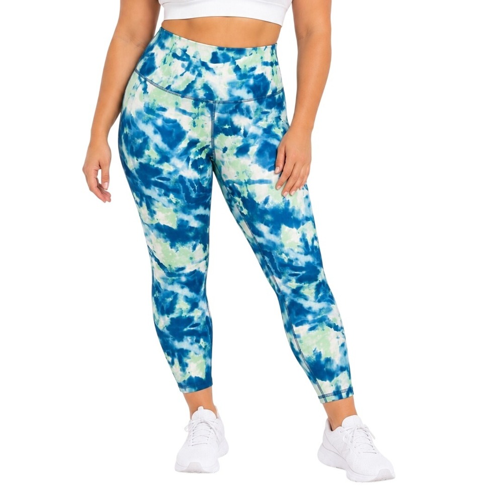 Wildfox Sweat Leggings XL Blue Green Tie Dye High Rise Compression Activewear